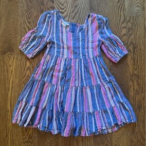 Bonnie Jean Colorful Striped Linen Dress Size 10 Excellent Condition Quality